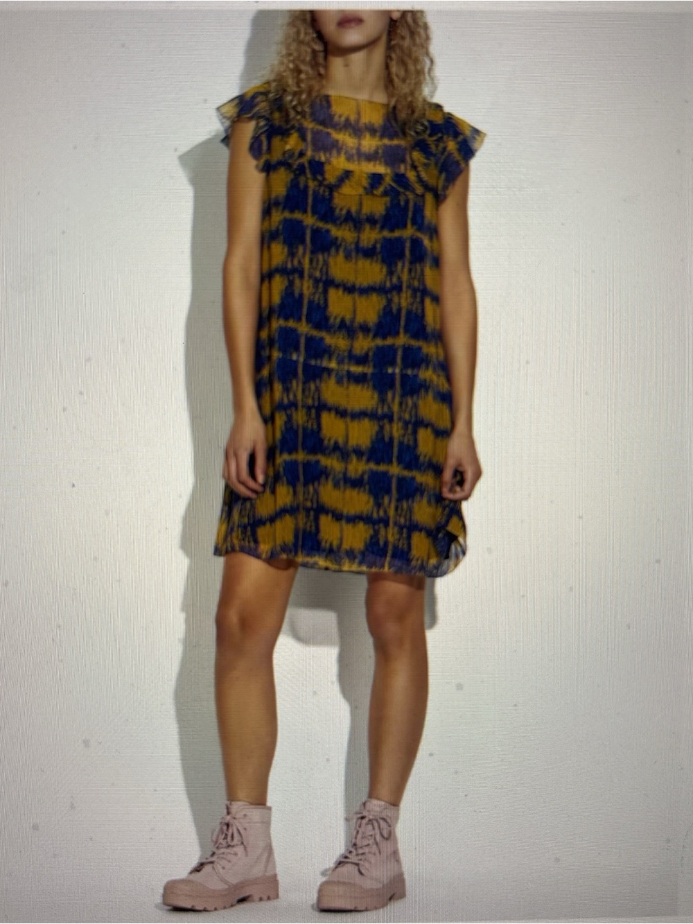 Coach Abstract Navy and Mustard Print Dress - Picture 2 of 8